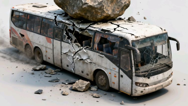 Rocas caen sobre un bus que viajaba a Santa Cruz y dejan pasajeros lesionados