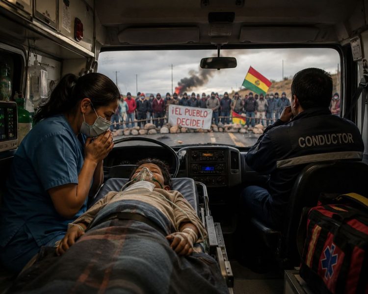 Niño muere en Llallagua tras quedar atrapada ambulancia por bloqueos carreteros
